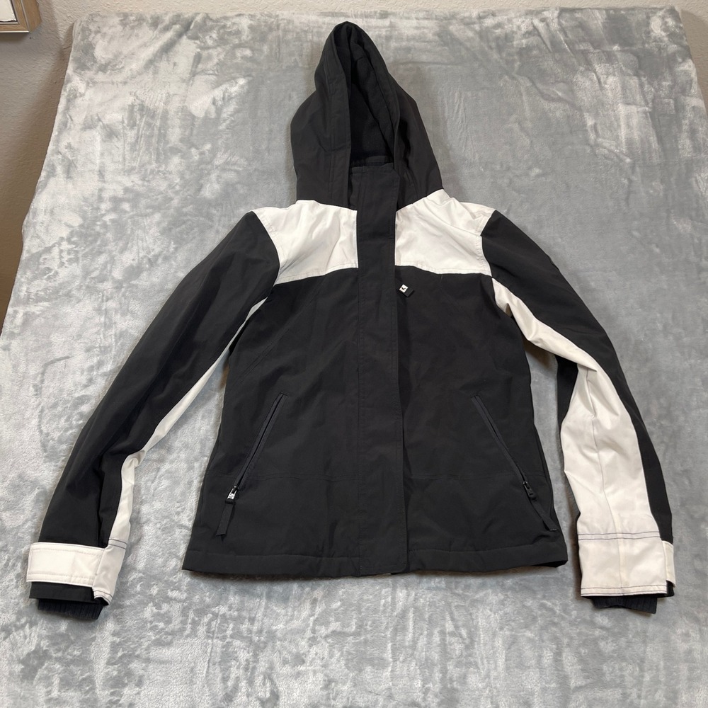 Hollister Jacket XS All-Weather Collection Black White Colorblock Hooded
